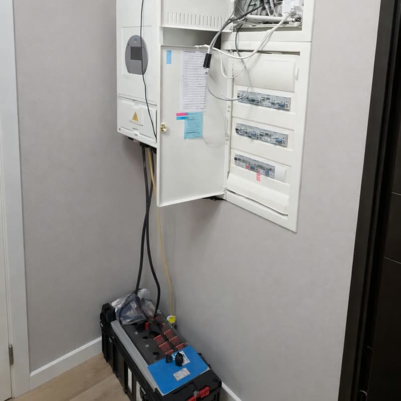 Інвертор, АКБ та щиток після встановлення резервного живлення